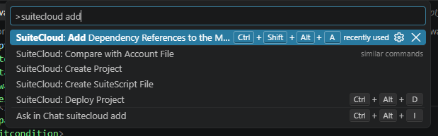 A screenshot of the add dependency references dialog