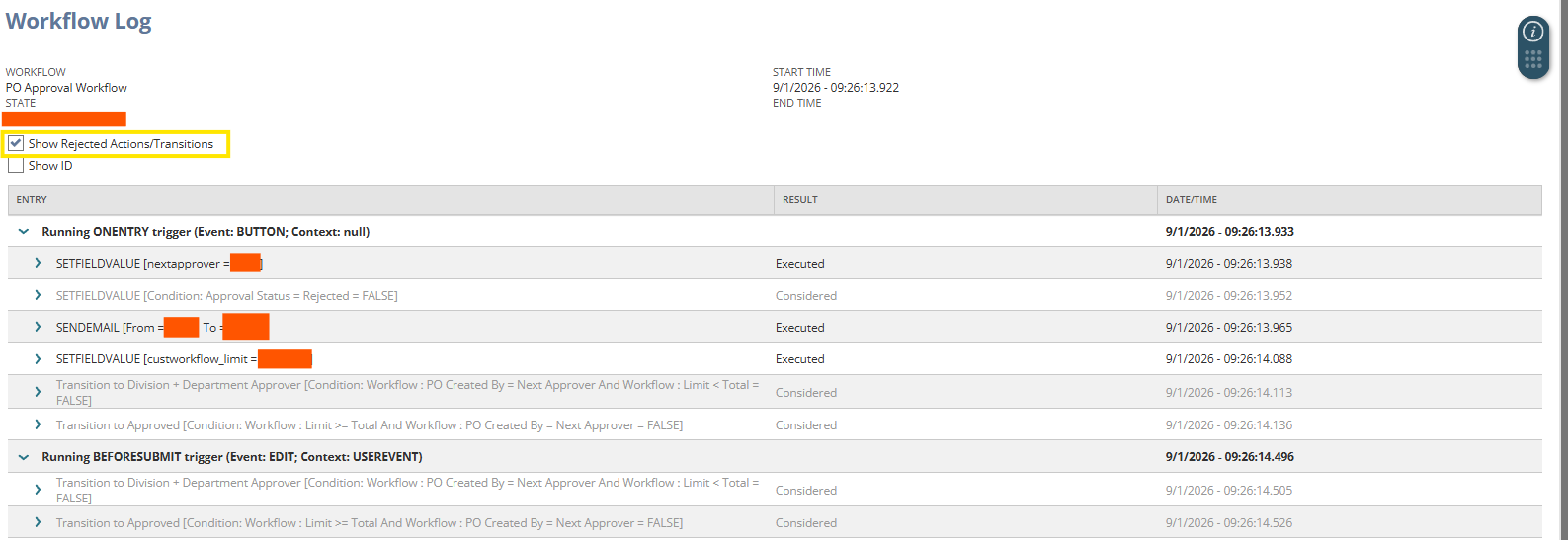 A screenshot of the workflow logs